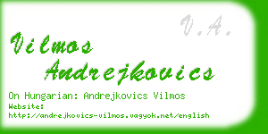 vilmos andrejkovics business card